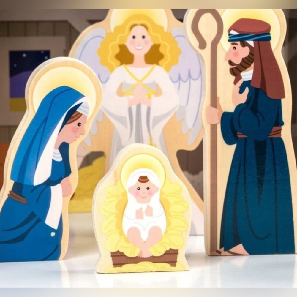 Melissa & Doug Wooden Christmas Nativity Set - Child-Friendly Playset - Picture 2 of 3